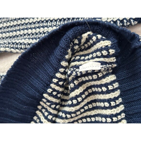 Joe Fresh Navy Blue Striped Chevron Knit Crewneck Sweater size M Acrylic - Picture 6 of 7